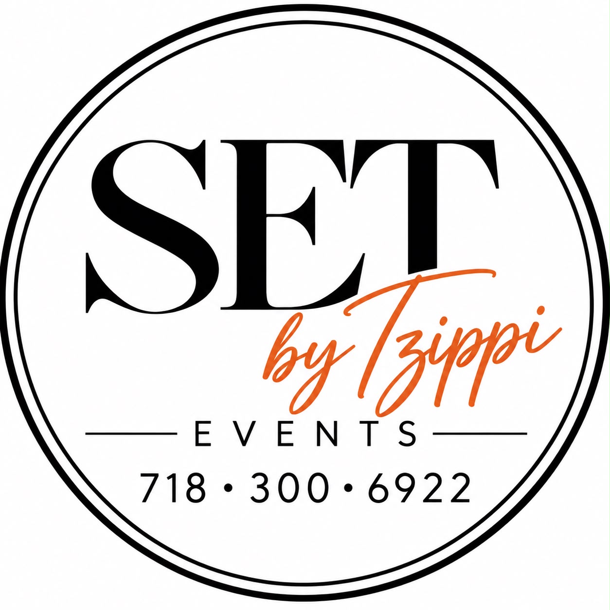SET by Tzippi Events logo, with phone number 718-300-6922